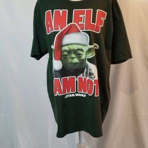 Star Wars Olive Tee Yoda "An Elf I Am Not" Size XL